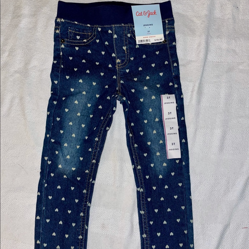 Cat & jack Valentine’s Day heart jeggings NWT 3T